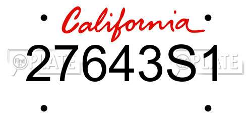 27643S1 California License Plate