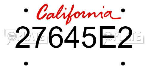 27645E2 California License Plate