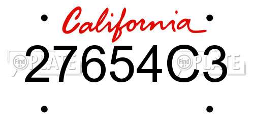 27654C3 California License Plate