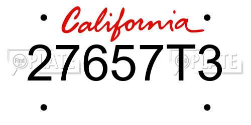 27657T3 California License Plate
