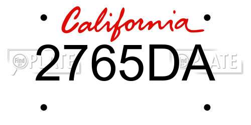 2765DA California License Plate
