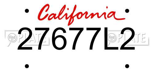 27677L2 California License Plate