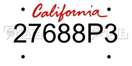 27688P3 California License Plate