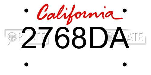 2768DA California License Plate