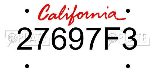 27697F3 California License Plate