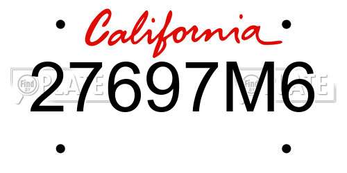 27697M6 California License Plate