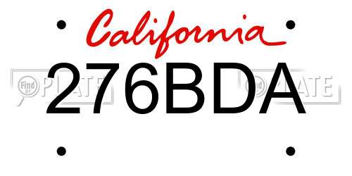 276BDA California License Plate