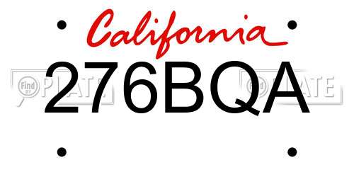 276BQA California License Plate