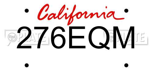 276EQM California License Plate