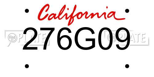 276G09 California License Plate