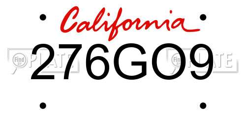276GO9 California License Plate