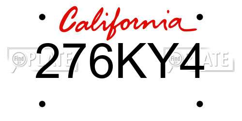 276KY4 California License Plate