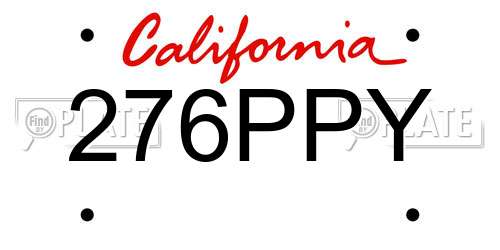 276PPY California License Plate