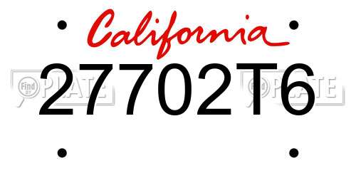 27702T6 California License Plate