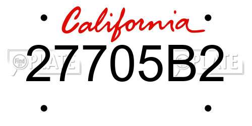 27705B2 California License Plate