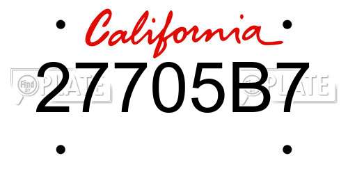 27705B7 California License Plate