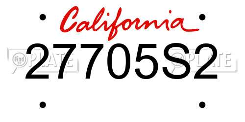 27705S2 California License Plate