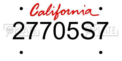 27705S7 California License Plate