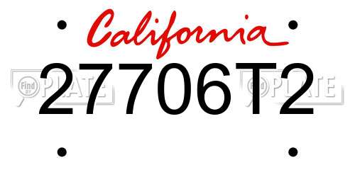 27706T2 California License Plate
