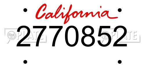 2770852 California License Plate