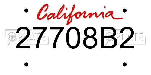 27708B2 California License Plate
