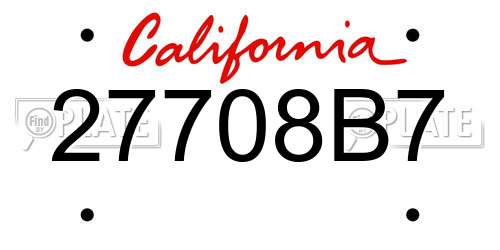 27708B7 California License Plate