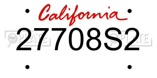 27708S2 California License Plate