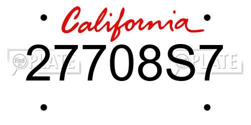27708S7 California License Plate