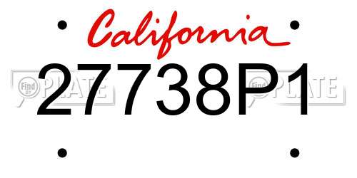 27738P1 California License Plate