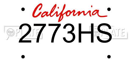 2773HS California License Plate