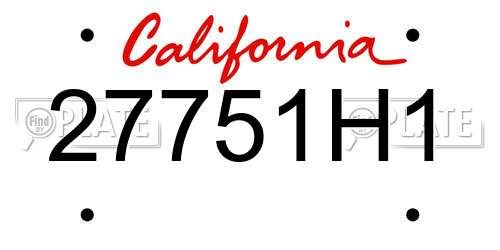 27751H1 California License Plate