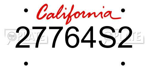 27764S2 California License Plate