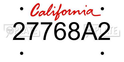 27768A2 California License Plate