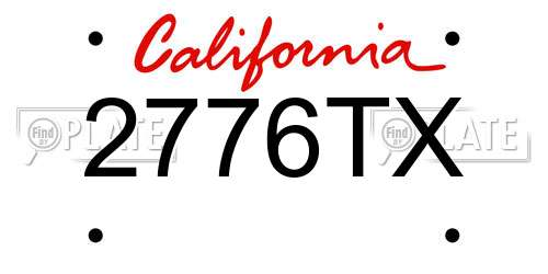 2776TX California License Plate