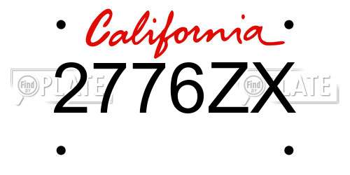 2776ZX California License Plate