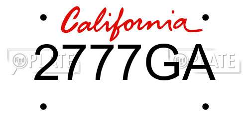 2777GA California License Plate