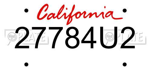27784U2 California License Plate