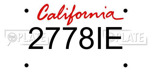 2778IE California License Plate
