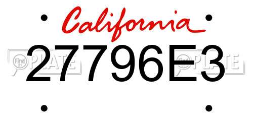 27796E3 California License Plate