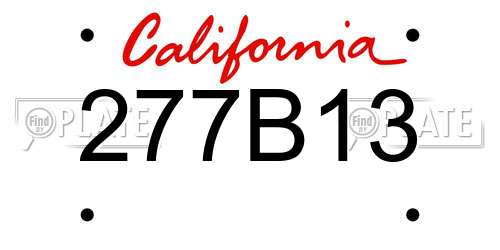 277B13 California License Plate