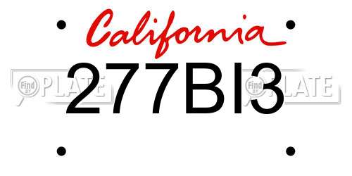 277BI3 California License Plate