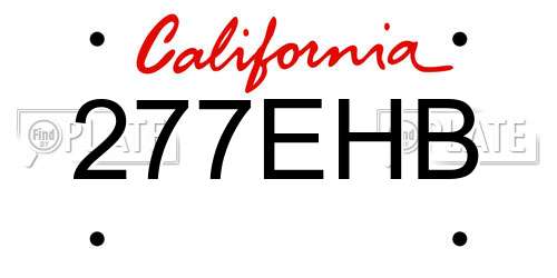 277EHB California License Plate