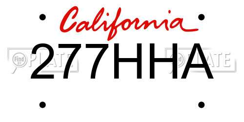 277HHA California License Plate