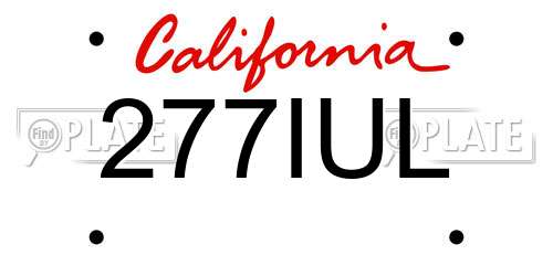 277IUL California License Plate