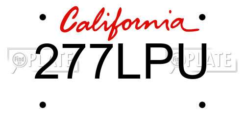 277LPU California License Plate