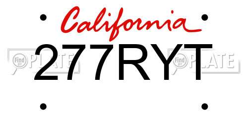 277RYT California License Plate