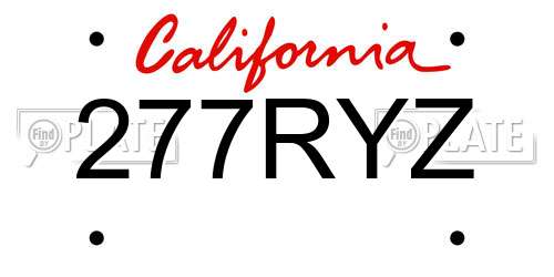 277RYZ California License Plate