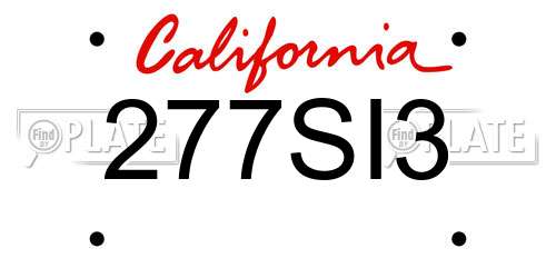 277SI3 California License Plate