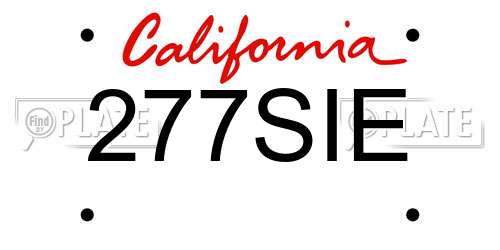 277SIE California License Plate