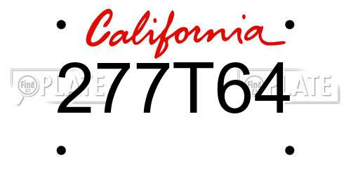 277T64 California License Plate